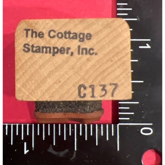Wood Mounted Rubber Stamp Holly Leaf & Button By The Cottage Stamper Inc. C137 - Picture 3 of 4